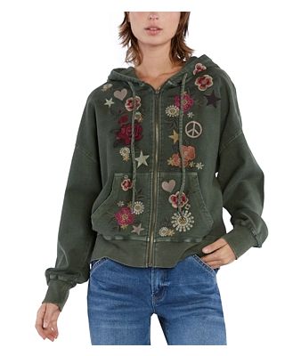 Billy T Camp Happy Floral Embroidered Zip Hoodie