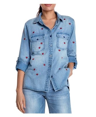 Billy T Love Wing Embroidered Denim Shirt
