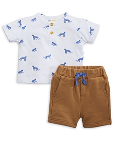 Bloomie's Baby Boys' Animal Print Top & French Terry Short Set - Baby