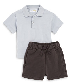 Bloomie's Baby Boys' Pique Collared Top & French Terry Shorts Set - Baby