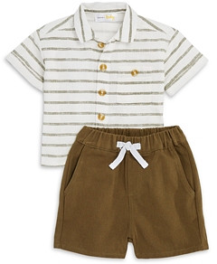 Bloomie's Baby Boys' Woven Striped Shirt & Shorts Set - Baby