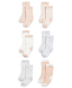 Bloomie's Baby Girls' Knit Socks, 6 Pack - Baby