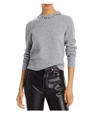 C by Bloomingdale's Cashmere Chain Embellished Crewneck Cashmere Sweater - 100% Exclusive