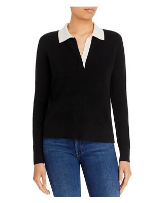 C by Bloomingdale's Cashmere Contrast Trim Polo Cashmere Sweater - 100% Exclusive