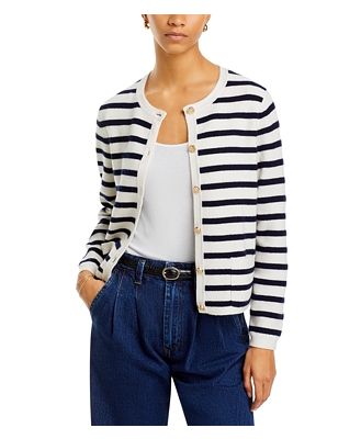 C by Bloomingdale's Cashmere Striped Yacht Club Crewneck Cardigan - 100% Exclusive