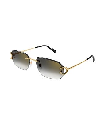 Cartier Decor 24 Carat Gold Plated Rimless Rectangular Sunglasses, 58mm