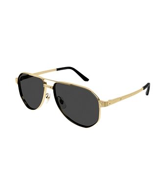 Cartier Santos Classic 24K Gold Plated Metal Polarized Navigator Sunglasses, 60mm
