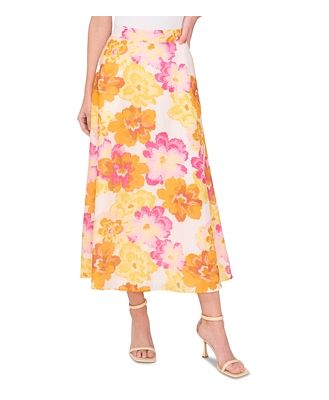CeCe Floral Print Midi Skirt