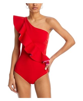 Chiara Boni La Petite Robe Atlante Ruffle Asymmetric One-Piece Swimsuit