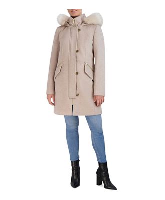 Cole Haan Faux Fur Trimmed Hooded Coat