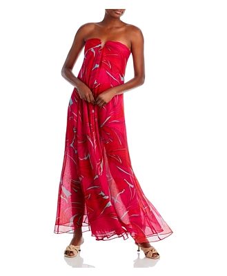 Cult Gaia Janelle Strapless Printed Gown