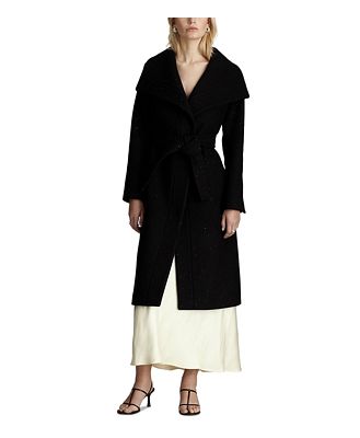 Dawn Levy Gisele Sequin Wool Blend Wrap Coat