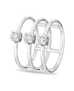 dinh van 18K White Gold Le Cube Diamant Triple-Row Ring with Diamonds