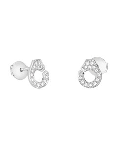 dinh van 18K White Gold Menottes Diamond Stud Earrings