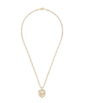 Dinh Van 18K Yellow Gold Double Coeurs Diamond Pendant Necklace, 17.7