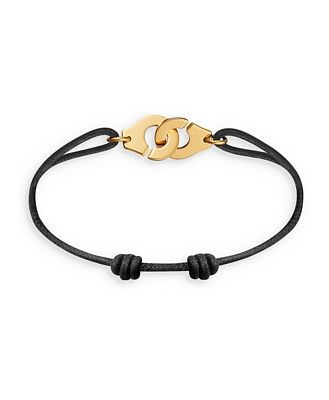 Dinh Van 18K Yellow Gold Menottes R12 Intertwined Handcuff Charm Adjustable Cord Bracelet