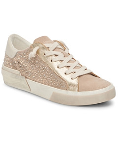 Dolce Vita Women's Zina Embellished Lace Up Low Top Sneakers
