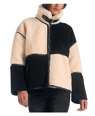 Elan Faux Fur Colorblocked Coat