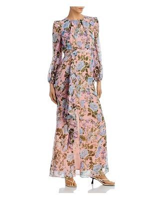Eliza J Floral Print Ruffled Gown