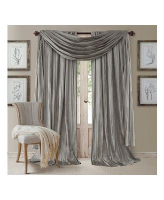 Elrene Home Fashions Athena 52 x 108 Crinkled Curtain Panels, Pair with Scarf Valance