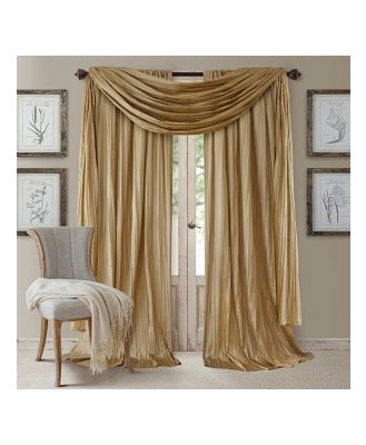 Elrene Home Fashions Athena 52 x 84 Crinkled Curtain Panels, Pair with Scarf Valance
