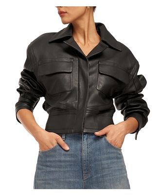 Equipment Gabrielle Cropped Leather Jacket