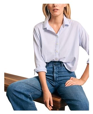 Faherty Stretch Oxford Cropped Shirt