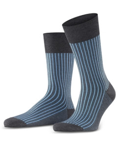 Falke Mercerized Cotton & Nylon Two Tone Stripe Jacquard Dress Socks