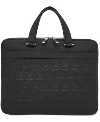 Ferragamo Men's Gancini Embossed Leather Briefcase