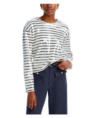 Frame Striped Sequin Top
