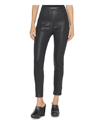Frame The Jetset High Rise Ankle Skinny Pants in Noir Coated