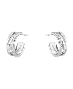 Georg Jensen 18K White Gold Fusion Diamond Small Hoop Earrings