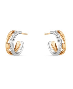 Georg Jensen 18K White & Rose Gold Fusion Diamond Small Hoop Earrings