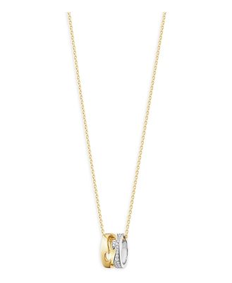 Georg Jensen 18K White & Yellow Gold Fusion Diamond Puzzle Inspired Pendant Necklace, 17.72