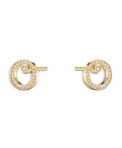 Georg Jensen 18K Yellow Gold Halo Diamond Circle Stud Earrings