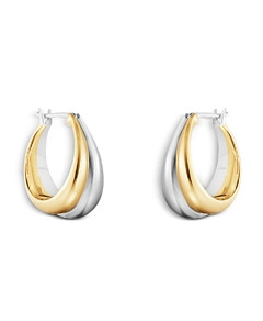 Georg Jensen 18K Yellow Gold & Sterling Silver Curve Graduated Hoop Earrings