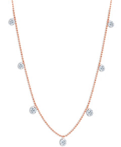 Graziela Gems 18K Rose Gold Diamond Dangle Floating Statement Necklace, 18
