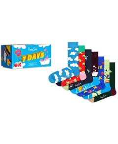 Happy Socks 7 Days Crew Socks Gift Box, Pack of 7
