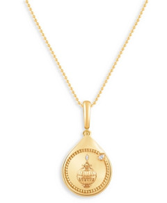 Harakh Diamond Accent Kalasha Pendant Necklace in 18K Yellow Gold, 0.05 ct. t.w., 18