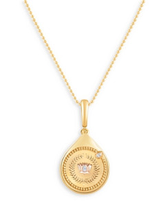Harakh Lotus Pendant with Diamonds in 18K Yellow Gold, 0.02 ct. t.w.
