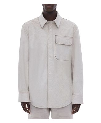 Helmut Lang Relaxed Fit Long Sleeve Leather Shirt