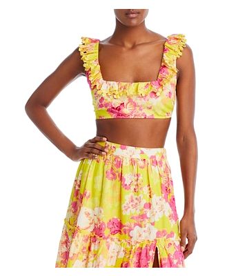 Hemant and Nandita Embroidered Floral Print Crop Top