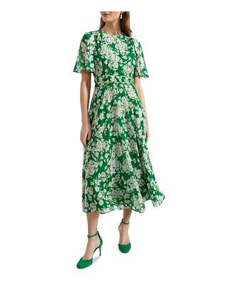 Hobbs London Bronwyn Floral Print Silk Midi Dress