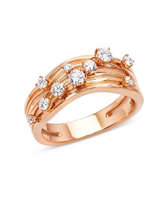 Hueb 18K Rose Gold Bahia Diamond Wavy Statement Ring