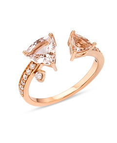 Hueb 18K Rose Gold Mirage Morganite & Diamond Cuff Ring