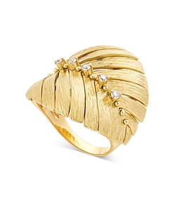 Hueb 18K Yellow Gold Bahia Diamond Leaf Frond Statement Ring