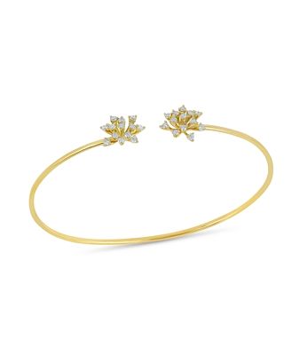 Hueb 18K Yellow Gold Luminus Diamond Cluster Cuff Bangle Bracelet