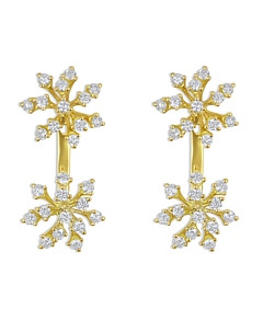 Hueb 18K Yellow Gold Luminus Diamond Double Cluster Drop Earrings