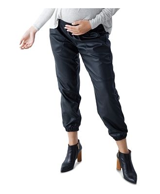 Ingrid & Isabel Faux Leather Ankle Jogger Maternity Pants