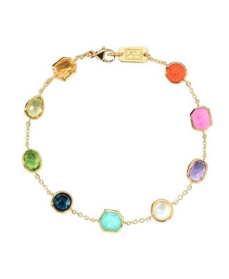 Ippolita 18K Yellow Gold Rock Candy Multi Stone Summer Rainbow Link Bracelet
